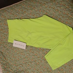 NWT Athleta Neon Yellow Ultimate Stash Pocket 7/8 Tight